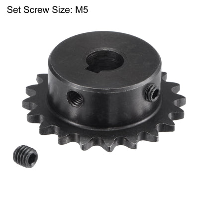 Harfington Uxcell 20 Teeth Sprocket 1/4" Pitch 10mm Bore Carbon Steel 4x1.8mm Keyway W Set Screws