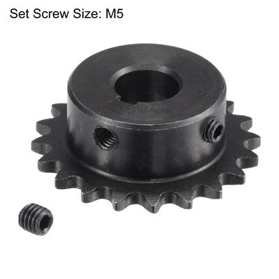 Harfington Uxcell 20 Teeth Sprocket 1/4" Pitch 12mm Bore Carbon Steel 4x1.8mm Keyway W Set Screws