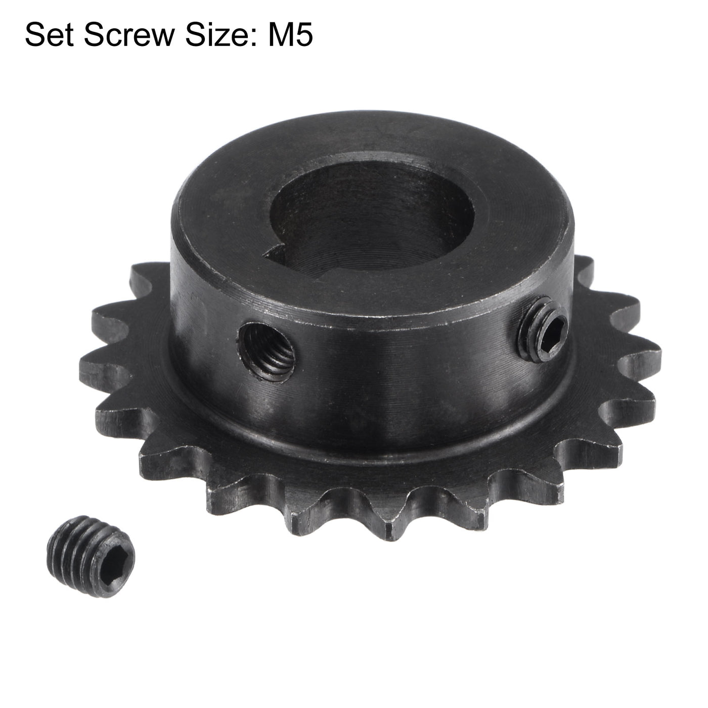 uxcell Uxcell 20 Teeth Sprocket 1/4" Pitch, 15mm Bore Carbon Steel, Keyway with Set Screws