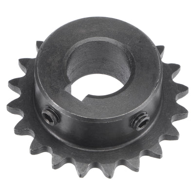 Harfington Uxcell 20 Teeth Sprocket 1/4" Pitch, 15mm Bore Carbon Steel, Keyway with Set Screws