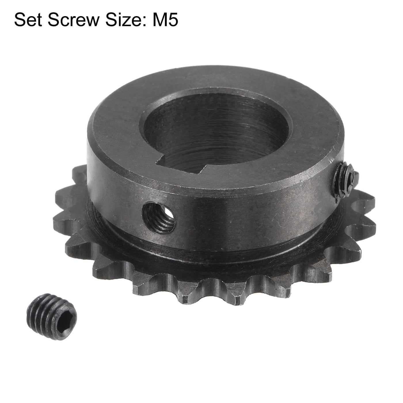 uxcell Uxcell 20 Teeth Sprocket 1/4" Pitch, 19mm Bore Carbon Steel, Keyway with Set Screws