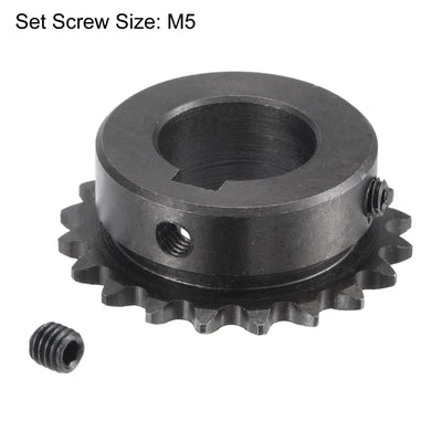 Harfington Uxcell 20 Teeth Sprocket 1/4" Pitch, 19mm Bore Carbon Steel, Keyway with Set Screws