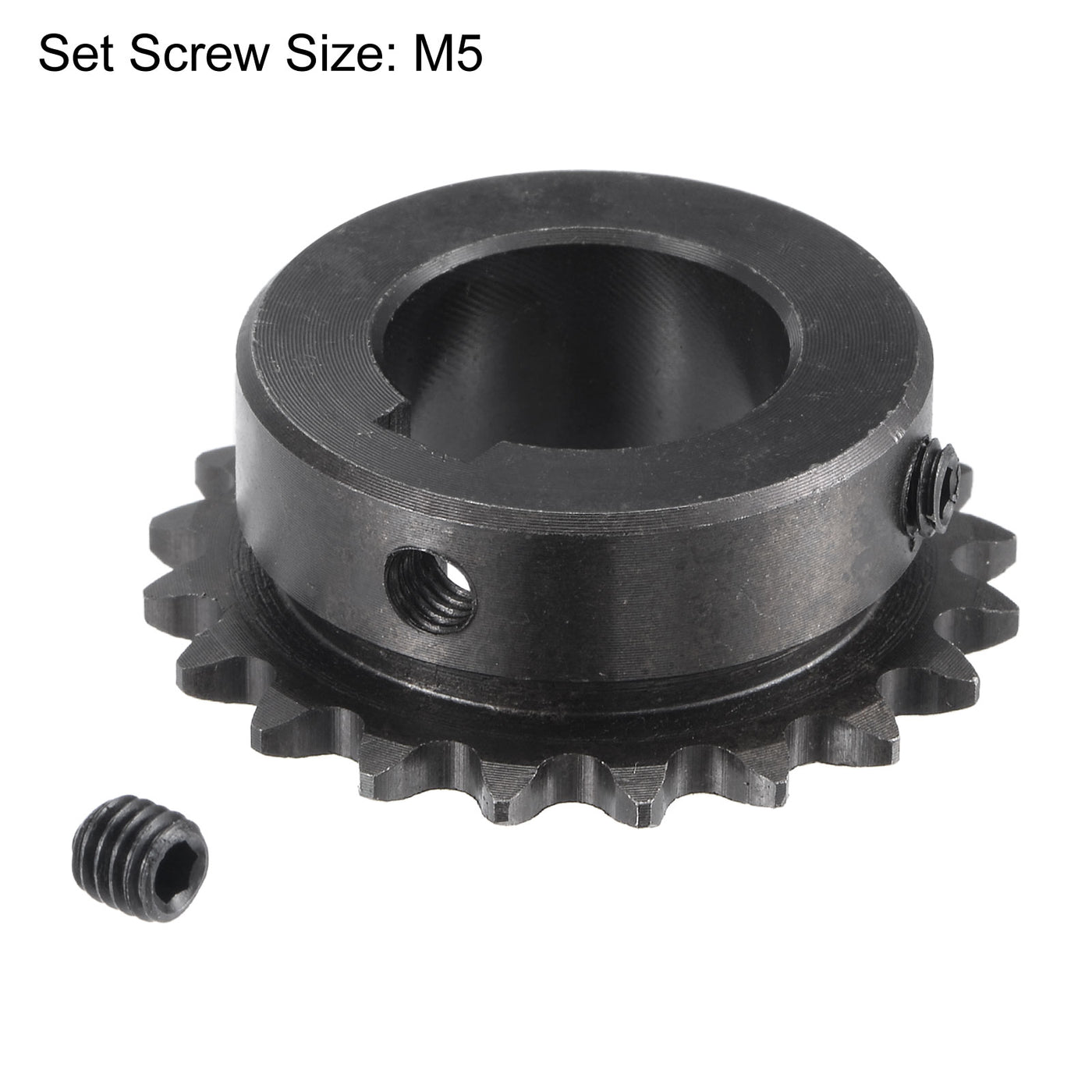 uxcell Uxcell 20 Teeth Sprocket 1/4" Pitch, 20mm Bore Carbon Steel, Keyway with Set Screws