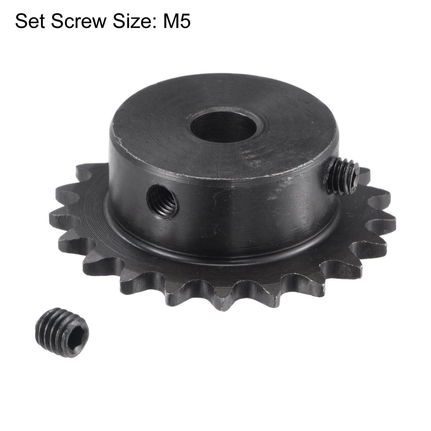 uxcell Uxcell 21 Teeth Sprocket 1/4" Pitch, 8mm Bore Carbon Steel with Set Screws