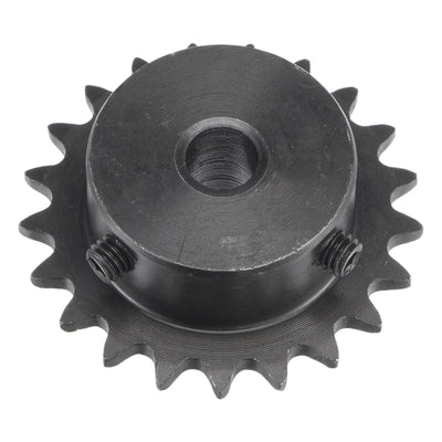 Harfington Uxcell 21 Teeth Sprocket 1/4" Pitch, 8mm Bore Carbon Steel with Set Screws