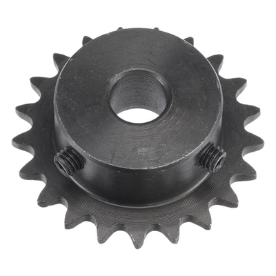 Harfington Uxcell 21 Teeth Sprocket 1/4" Pitch, 10mm Bore Carbon Steel with Set Screws