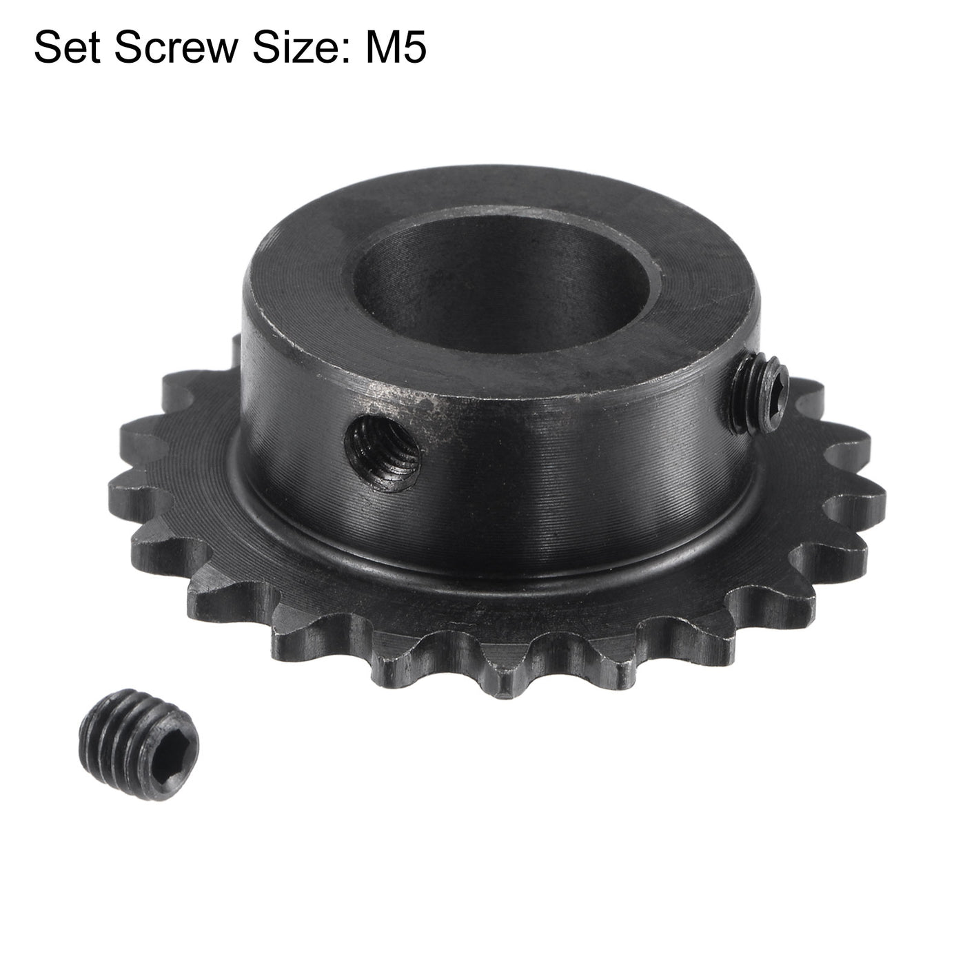 uxcell Uxcell 21 Teeth Sprocket 1/4" Pitch, 17mm Bore Carbon Steel with Set Screws