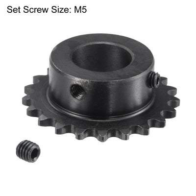 Harfington Uxcell 21 Teeth Sprocket 1/4" Pitch, 17mm Bore Carbon Steel with Set Screws