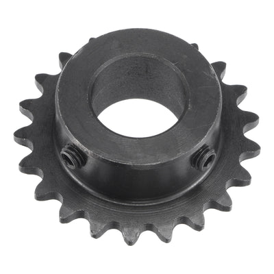 Harfington Uxcell 21 Teeth Sprocket 1/4" Pitch, 17mm Bore Carbon Steel with Set Screws