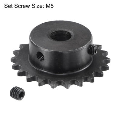 Harfington Uxcell 22Teeth Sprocket 1/4" Pitch, 10mm Bore Carbon Steel with Set Screws