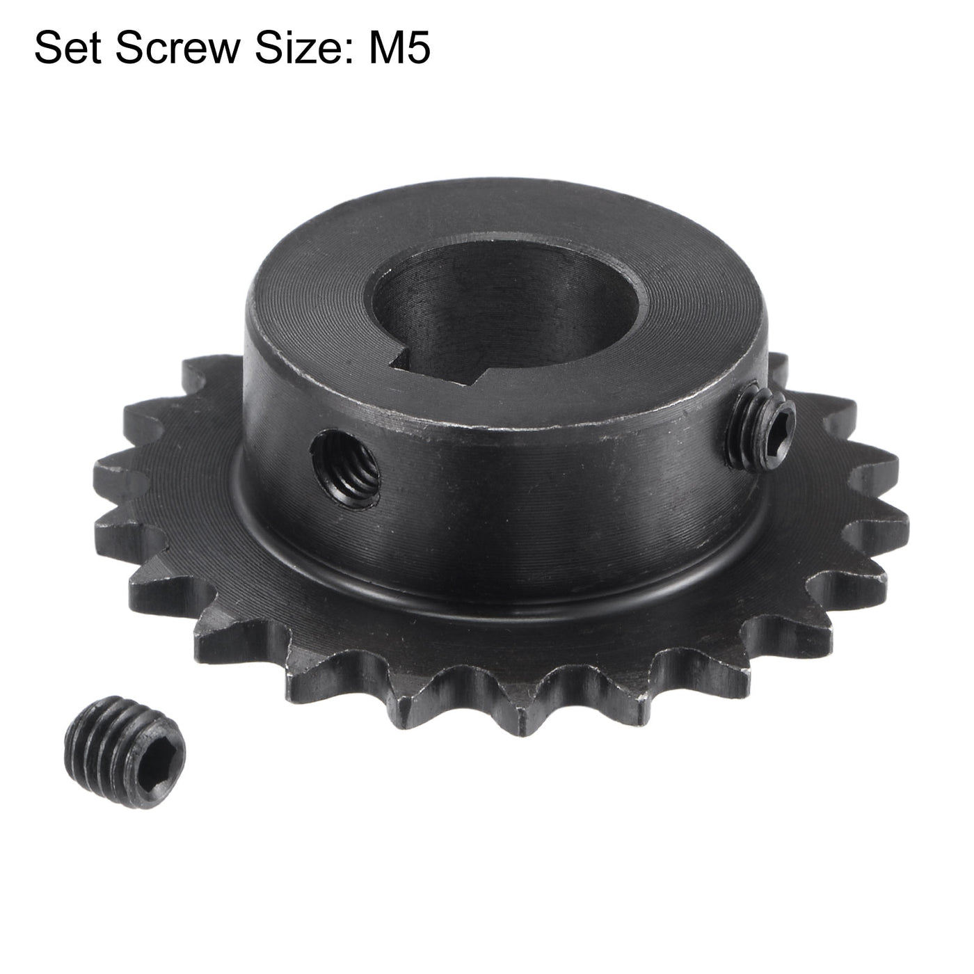 uxcell Uxcell 22Teeth Sprocket 1/4" Pitch, 15mm Bore Carbon Steel, Keyway with Set Screws