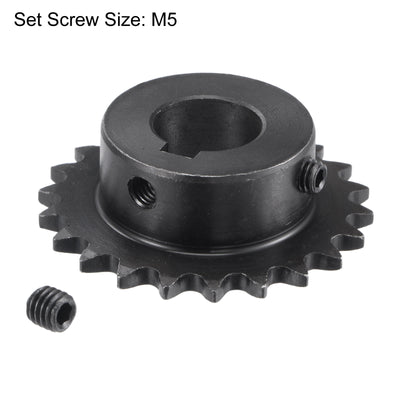 Harfington Uxcell 22Teeth Sprocket 1/4" Pitch, 15mm Bore Carbon Steel, Keyway with Set Screws