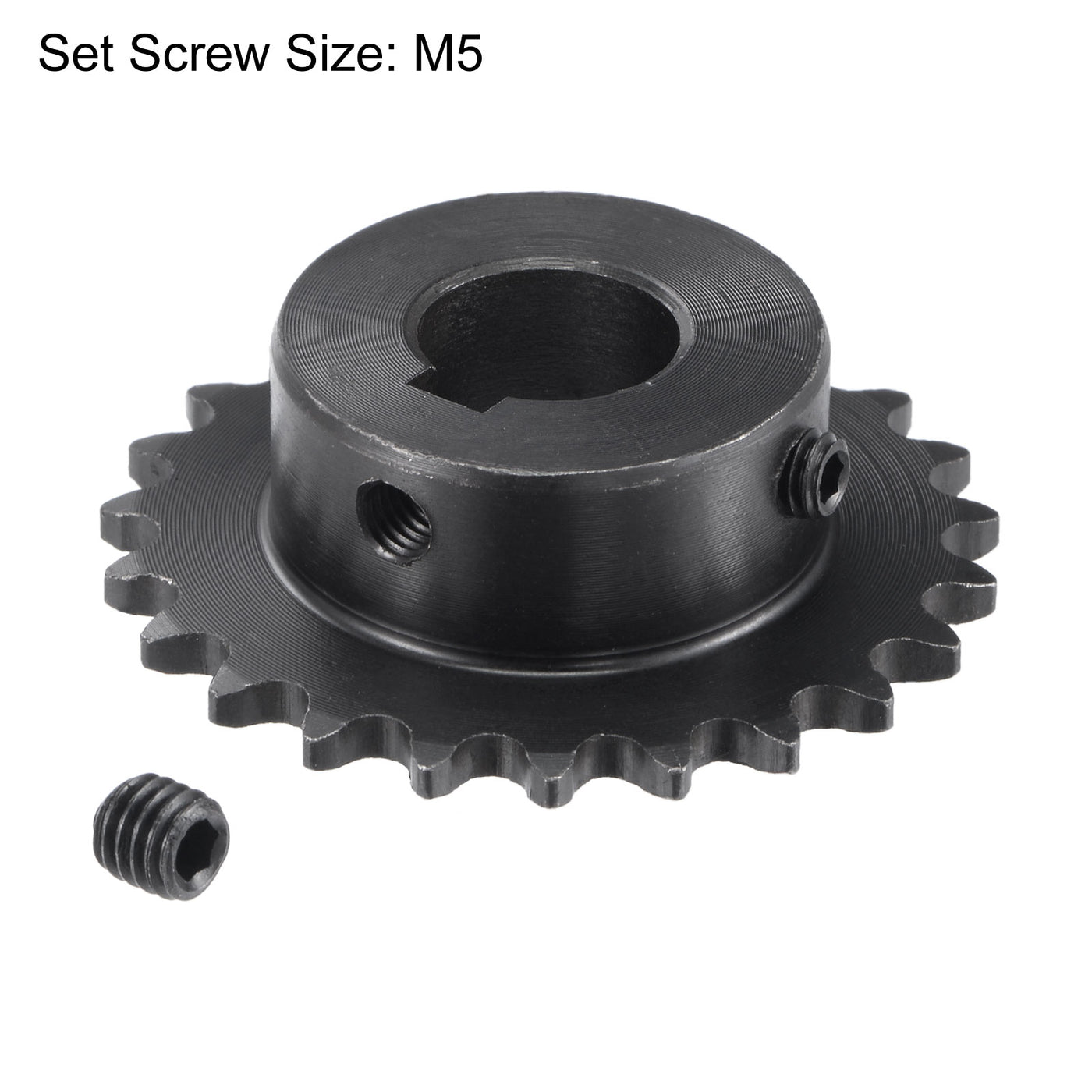 uxcell Uxcell 23 Teeth Sprocket 1/4" Pitch, 14mm Bore Carbon Steel, Keyway with Set Screws