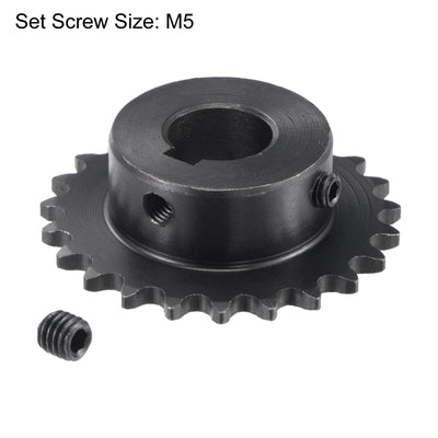 Harfington Uxcell 23 Teeth Sprocket 1/4" Pitch, 14mm Bore Carbon Steel, Keyway with Set Screws