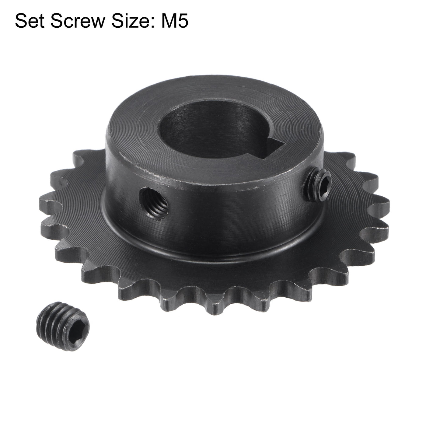 uxcell Uxcell 23 Teeth Sprocket 1/4" Pitch, 15mm Bore Carbon Steel, Keyway with Set Screws