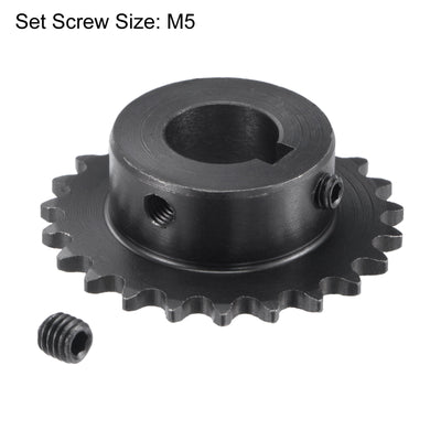 Harfington Uxcell 23 Teeth Sprocket 1/4" Pitch, 15mm Bore Carbon Steel, Keyway with Set Screws