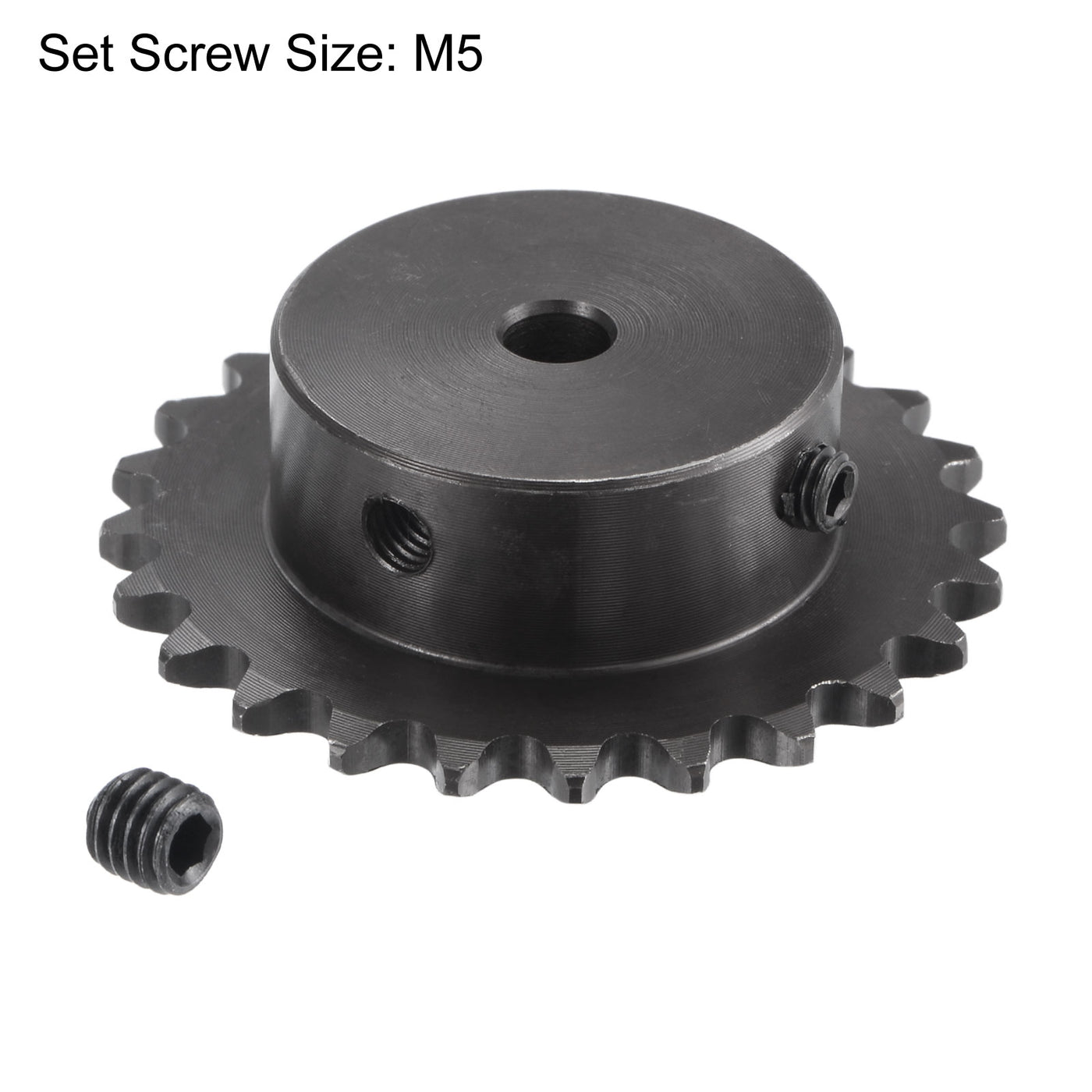 uxcell Uxcell 24 Teeth Sprocket 1/4" Pitch, 6mm Bore Carbon Steel with Set Screws