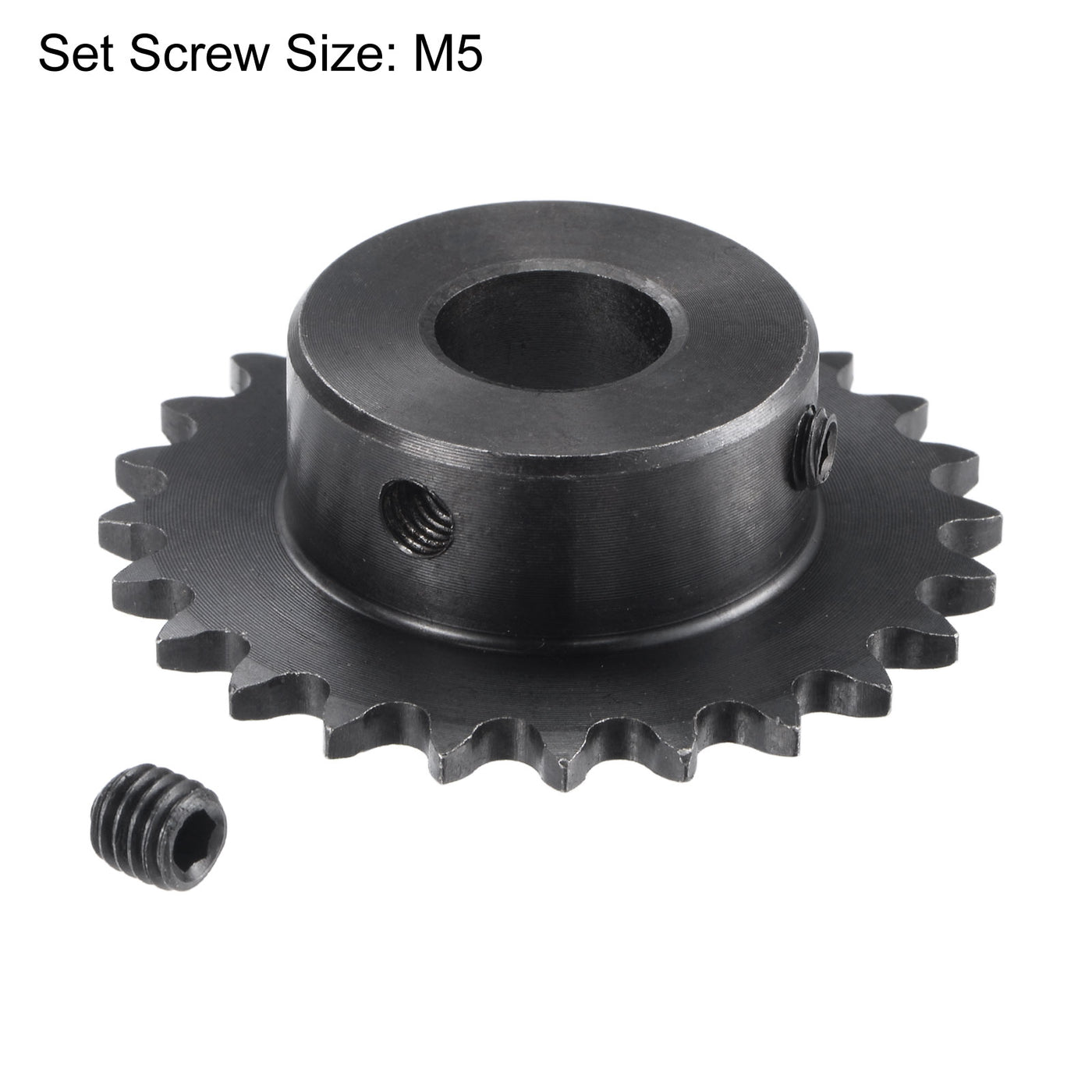 uxcell Uxcell 24 Teeth Sprocket 1/4" Pitch, 14mm Bore Carbon Steel with Set Screws