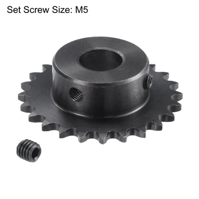 Harfington Uxcell 24 Teeth Sprocket 1/4" Pitch, 14mm Bore Carbon Steel with Set Screws