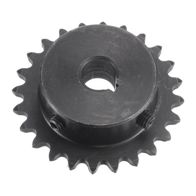 uxcell Uxcell 24 Teeth Sprocket 1/4" Pitch 10mm Bore Carbon Steel 4x1.8mm Keyway W Set Screws