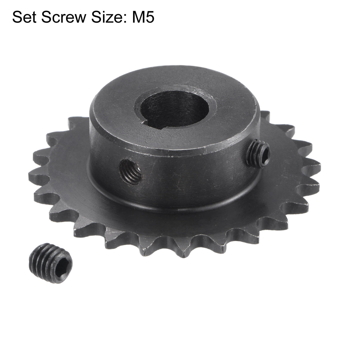 uxcell Uxcell 24 Teeth Sprocket 1/4" Pitch 12mm Bore Carbon Steel 4x1.8mm Keyway W Set Screws