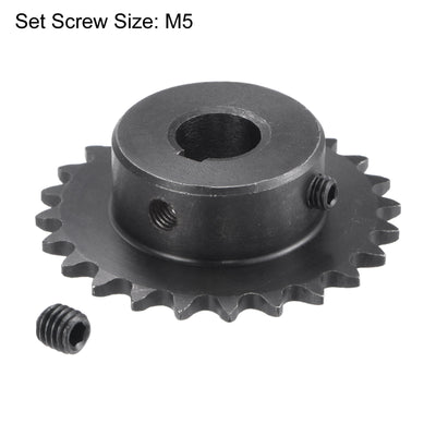 Harfington Uxcell 24 Teeth Sprocket 1/4" Pitch 12mm Bore Carbon Steel 4x1.8mm Keyway W Set Screws