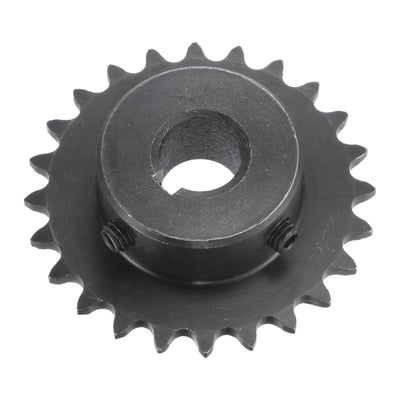 Harfington Uxcell 24 Teeth Sprocket 1/4" Pitch 12mm Bore Carbon Steel 4x1.8mm Keyway W Set Screws