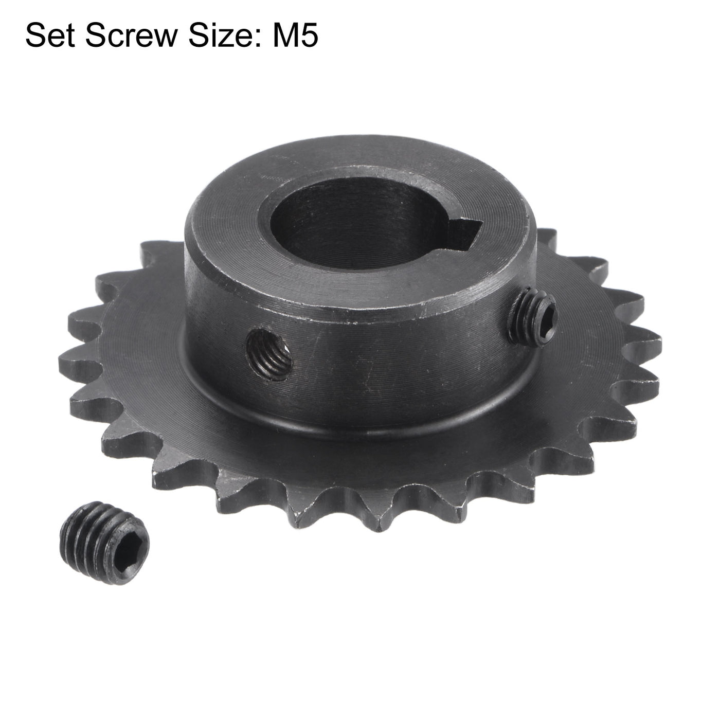 uxcell Uxcell 24 Teeth Sprocket 1/4" Pitch, 15mm Bore Carbon Steel, Keyway with Set Screws