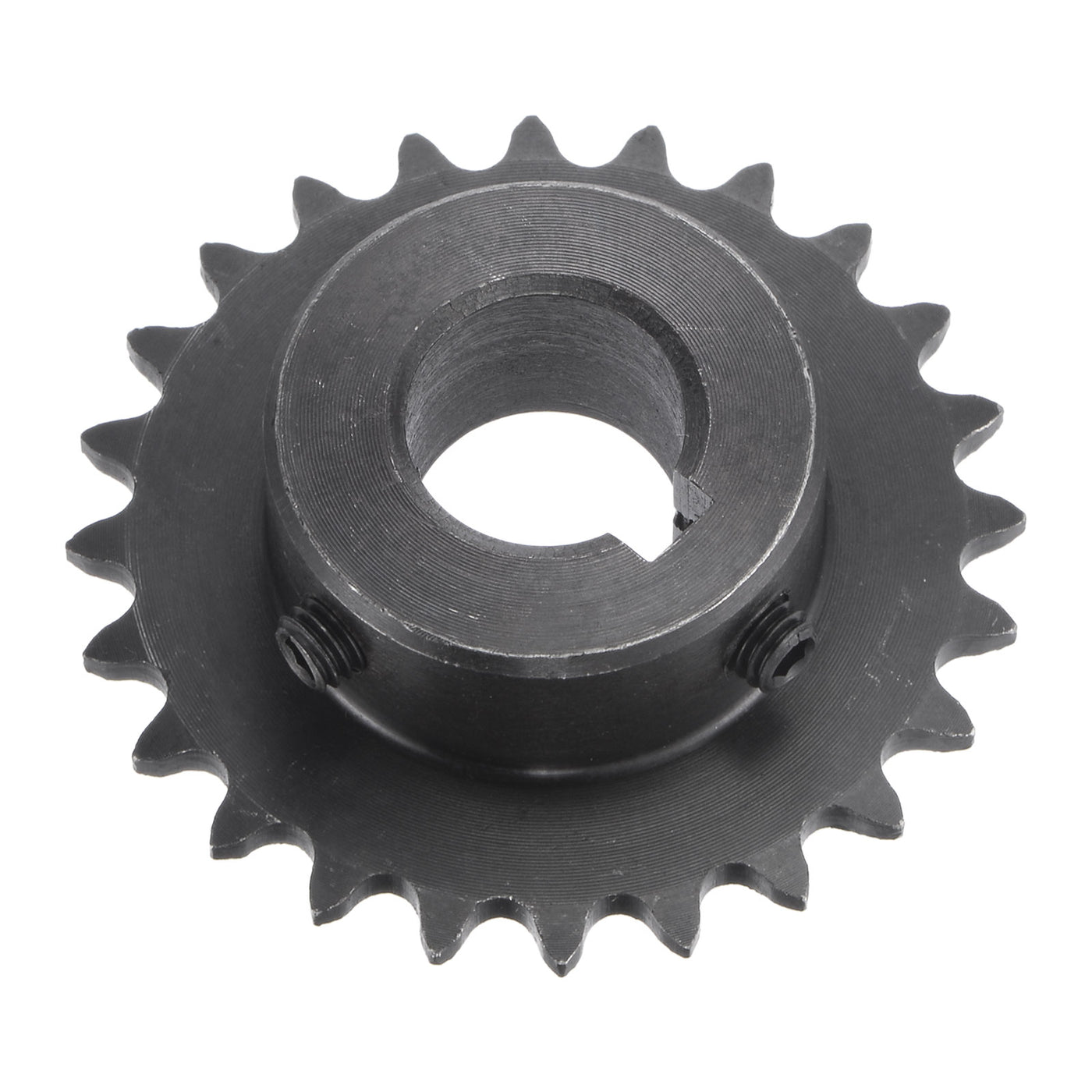 uxcell Uxcell 24 Teeth Sprocket 1/4" Pitch, 15mm Bore Carbon Steel, Keyway with Set Screws