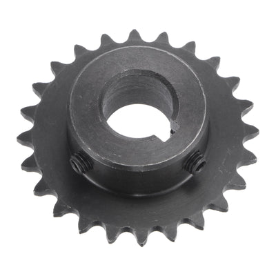 Harfington Uxcell 24 Teeth Sprocket 1/4" Pitch, 15mm Bore Carbon Steel, Keyway with Set Screws