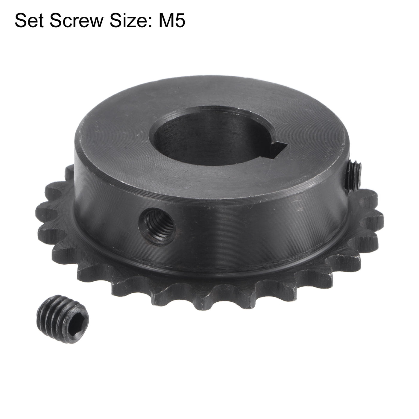 uxcell Uxcell 24 Teeth Sprocket 1/4" Pitch, 17mm Bore Carbon Steel, Keyway with Set Screws