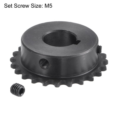 Harfington Uxcell 24 Teeth Sprocket 1/4" Pitch, 17mm Bore Carbon Steel, Keyway with Set Screws