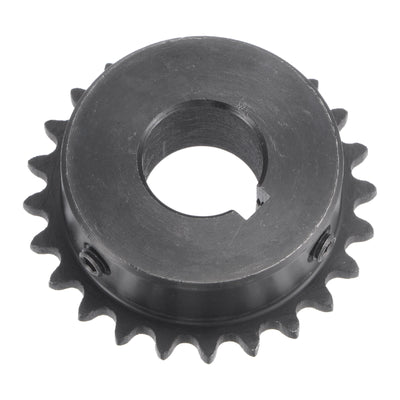 Harfington Uxcell 24 Teeth Sprocket 1/4" Pitch, 17mm Bore Carbon Steel, Keyway with Set Screws