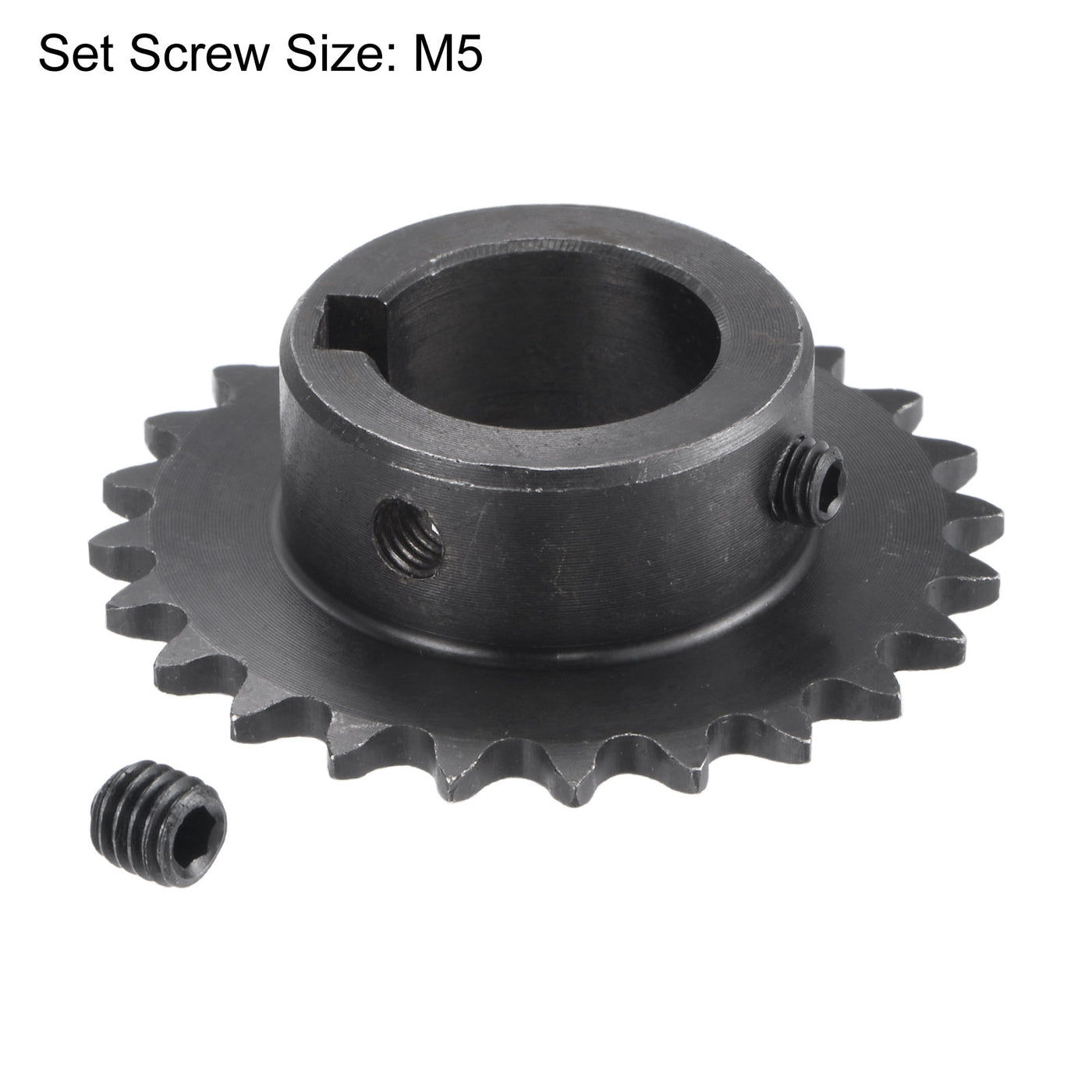 uxcell Uxcell 24 Teeth Sprocket 1/4" Pitch, 20mm Bore Carbon Steel, Keyway with Set Screws