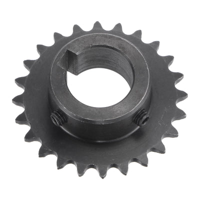 Harfington Uxcell 24 Teeth Sprocket 1/4" Pitch, 20mm Bore Carbon Steel, Keyway with Set Screws