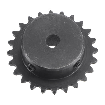 Harfington Uxcell 24 Teeth Sprocket 1/4" Pitch, 8 x 7mm Bore Carbon Steel with Set Screws