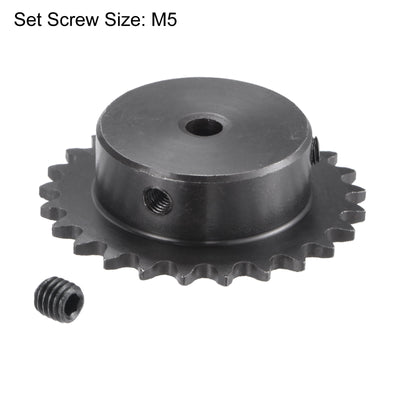 Harfington Uxcell 25 Teeth Sprocket 1/4" Pitch, 6mm Bore Carbon Steel with Set Screws