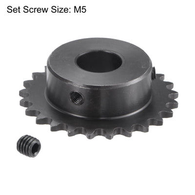 Harfington Uxcell 25 Teeth Sprocket 1/4" Pitch, 15mm Bore Carbon Steel with Set Screws