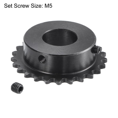 Harfington Uxcell 25 Teeth Sprocket 1/4" Pitch, 19mm Bore Carbon Steel with Set Screws