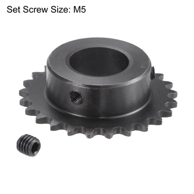 Harfington Uxcell 25 Teeth Sprocket 1/4" Pitch, 20mm Bore Carbon Steel with Set Screws