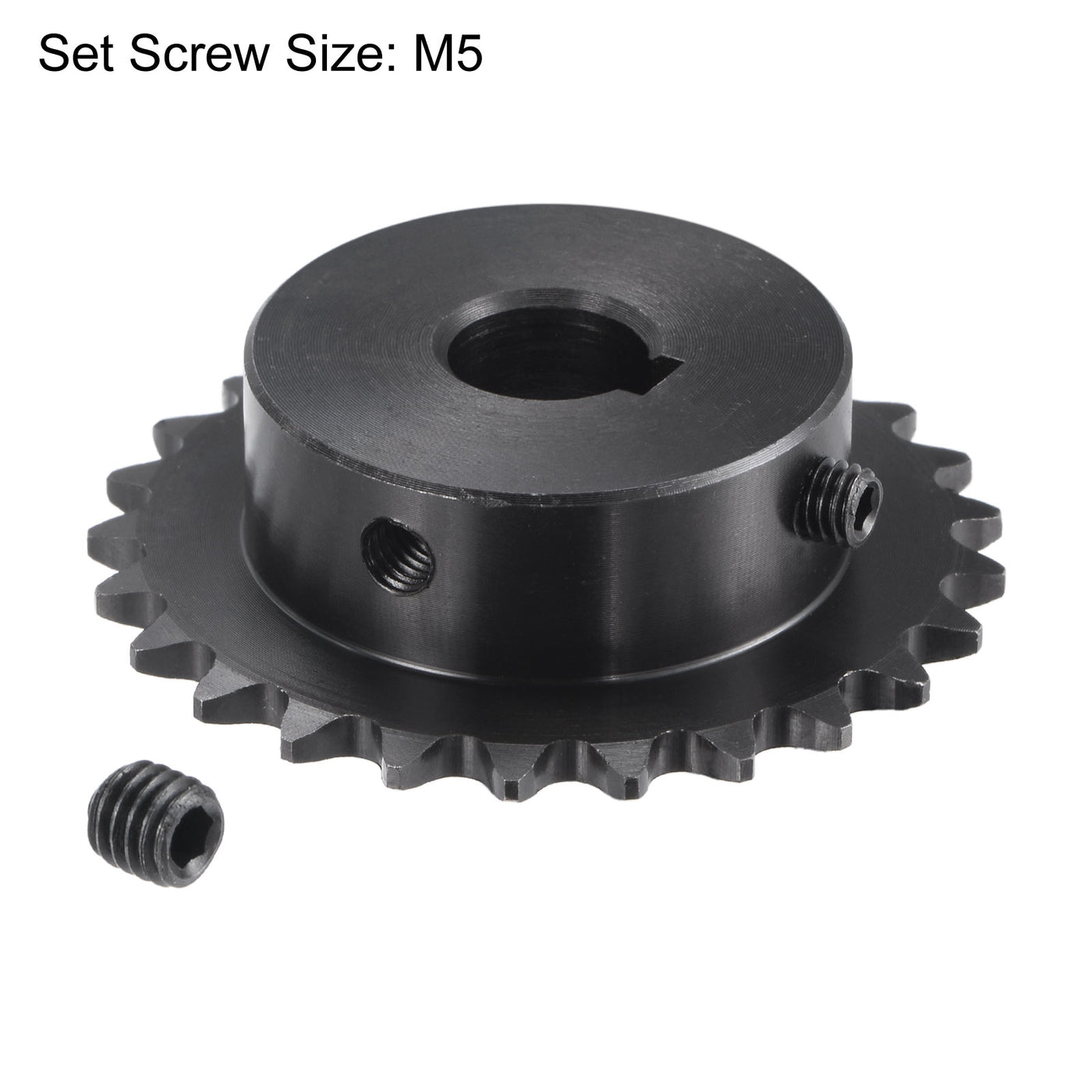 uxcell Uxcell 25 Teeth Sprocket 1/4" Pitch 12mm Bore Carbon Steel 4x1.8mm Keyway W Set Screws