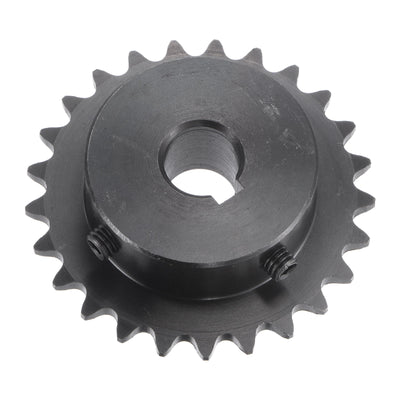 Harfington Uxcell 25 Teeth Sprocket 1/4" Pitch 12mm Bore Carbon Steel 4x1.8mm Keyway W Set Screws