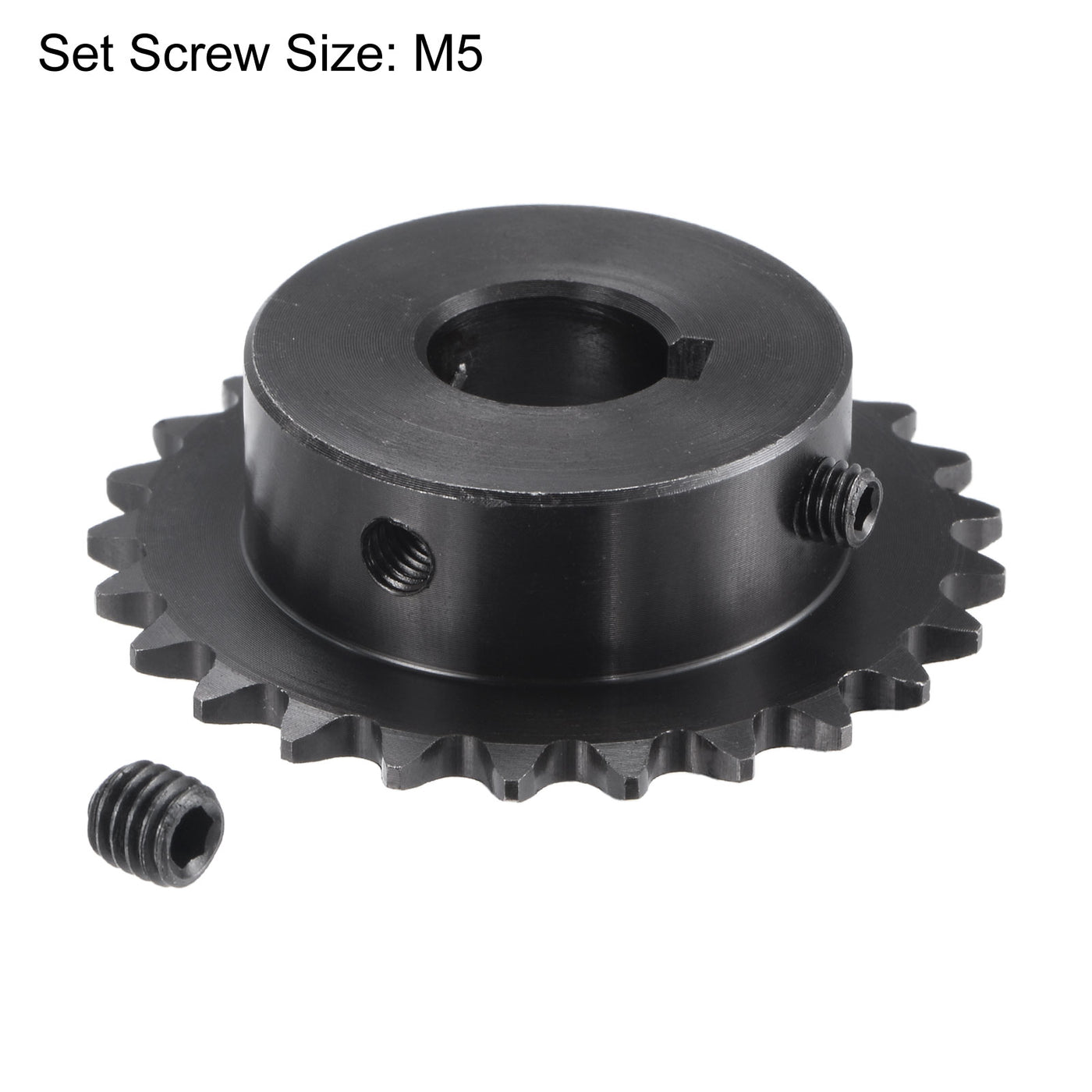 uxcell Uxcell 25 Teeth Sprocket 1/4" Pitch, 14mm Bore Carbon Steel, Keyway with Set Screws