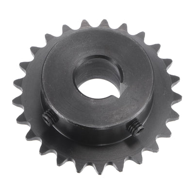 Harfington Uxcell 25 Teeth Sprocket 1/4" Pitch, 14mm Bore Carbon Steel, Keyway with Set Screws