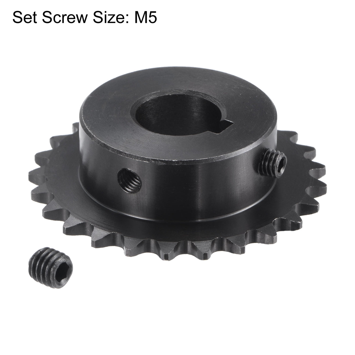 uxcell Uxcell 25 Teeth Sprocket 1/4" Pitch, 15mm Bore Carbon Steel, Keyway with Set Screws