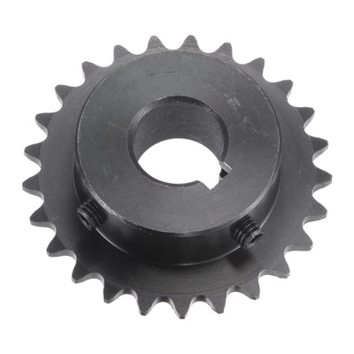 Harfington Uxcell 25 Teeth Sprocket 1/4" Pitch, 15mm Bore Carbon Steel, Keyway with Set Screws