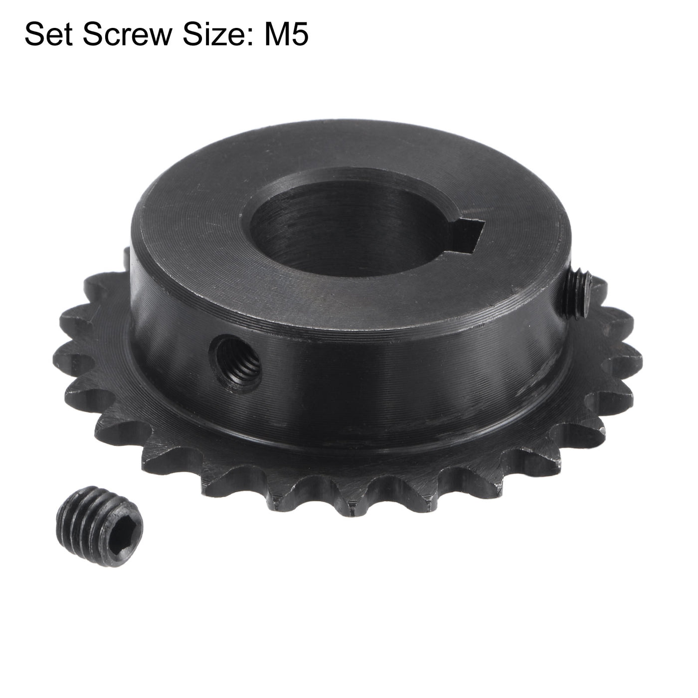 uxcell Uxcell 25 Teeth Sprocket 1/4" Pitch, 18mm Bore Carbon Steel, Keyway with Set Screws