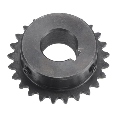 Harfington Uxcell 25 Teeth Sprocket 1/4" Pitch, 18mm Bore Carbon Steel, Keyway with Set Screws