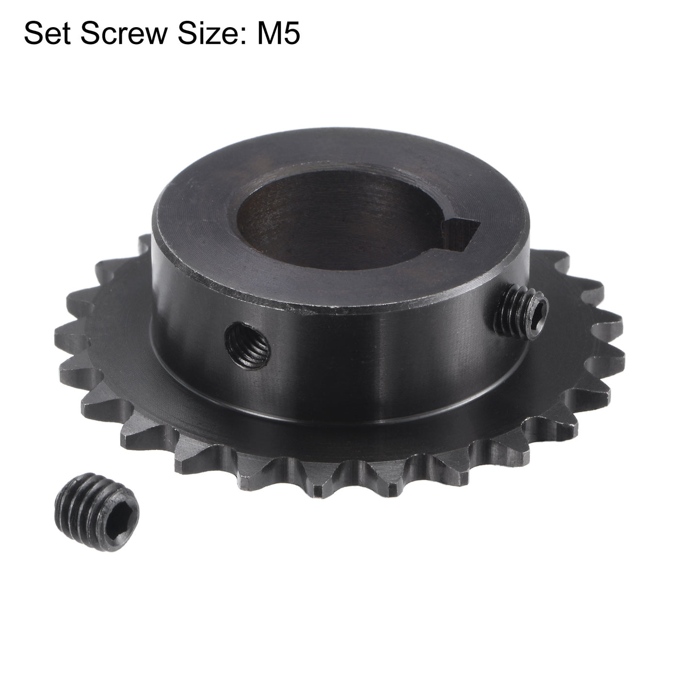 uxcell Uxcell 25 Teeth Sprocket 1/4" Pitch, 19mm Bore Carbon Steel, Keyway with Set Screws