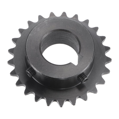 Harfington Uxcell 25 Teeth Sprocket 1/4" Pitch, 19mm Bore Carbon Steel, Keyway with Set Screws